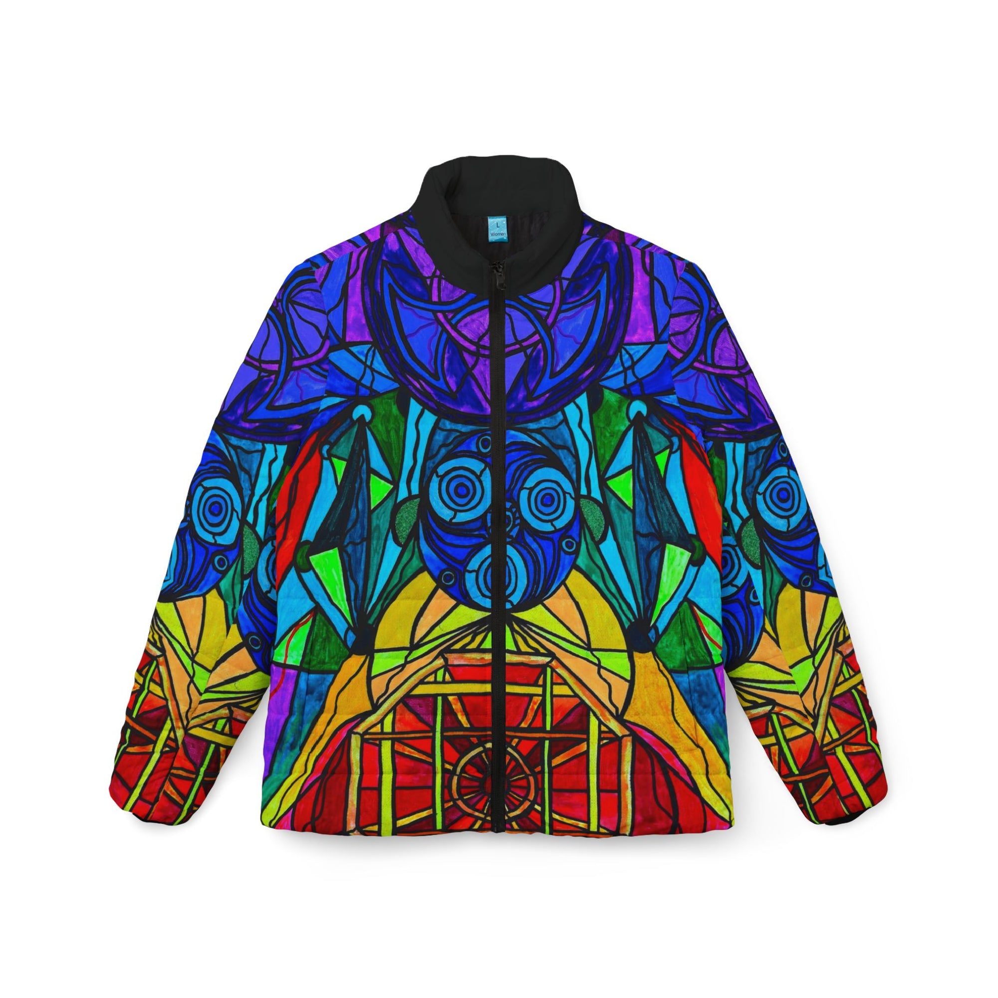 Arcturian Conjunction Grid - Women’s Puffer Jacket (AOP)