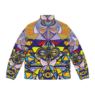 Koot Hoomi - Men's Puffer Jacket (AOP)