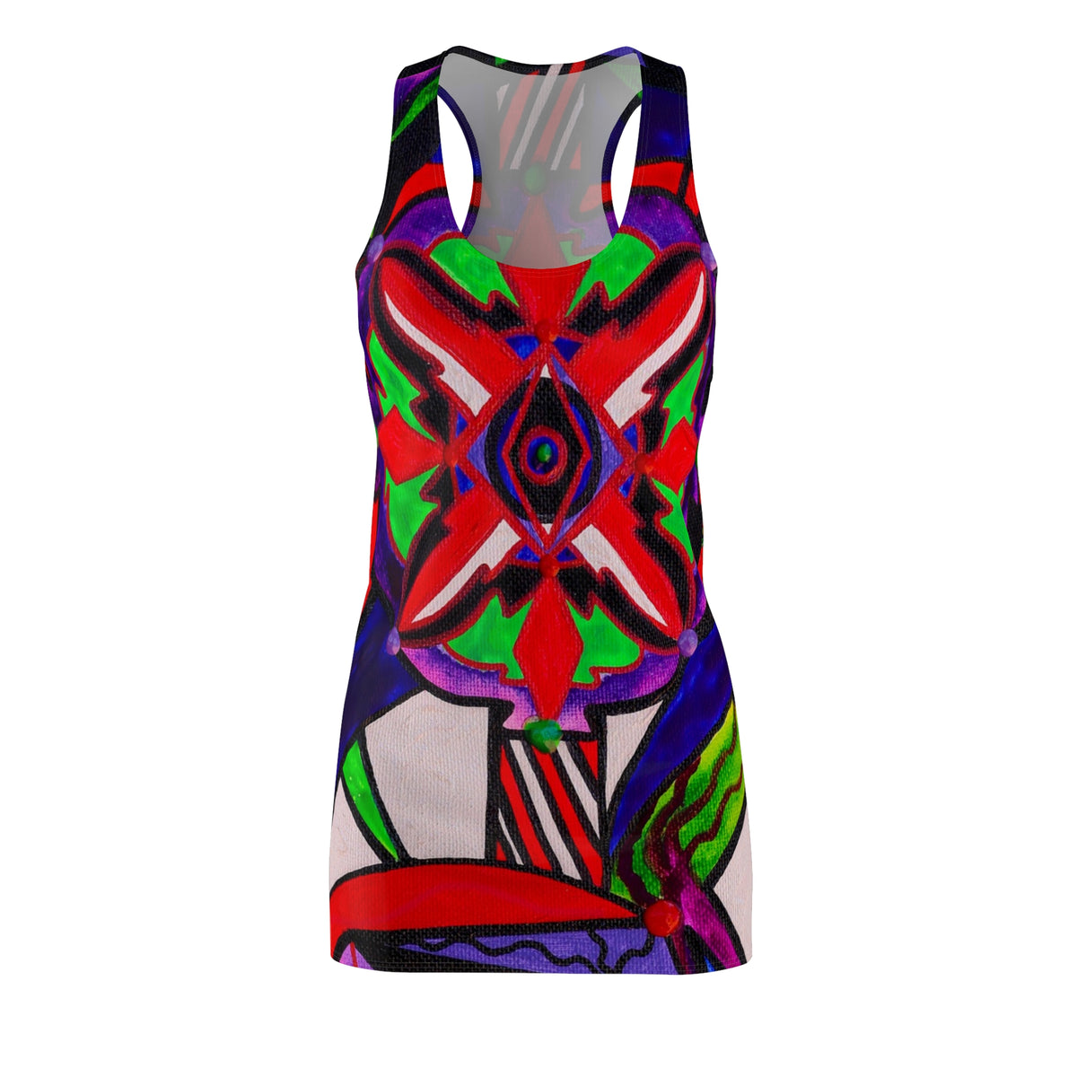 Warding Grid - Women's Cut & Sew Racerback Dress (AOP)