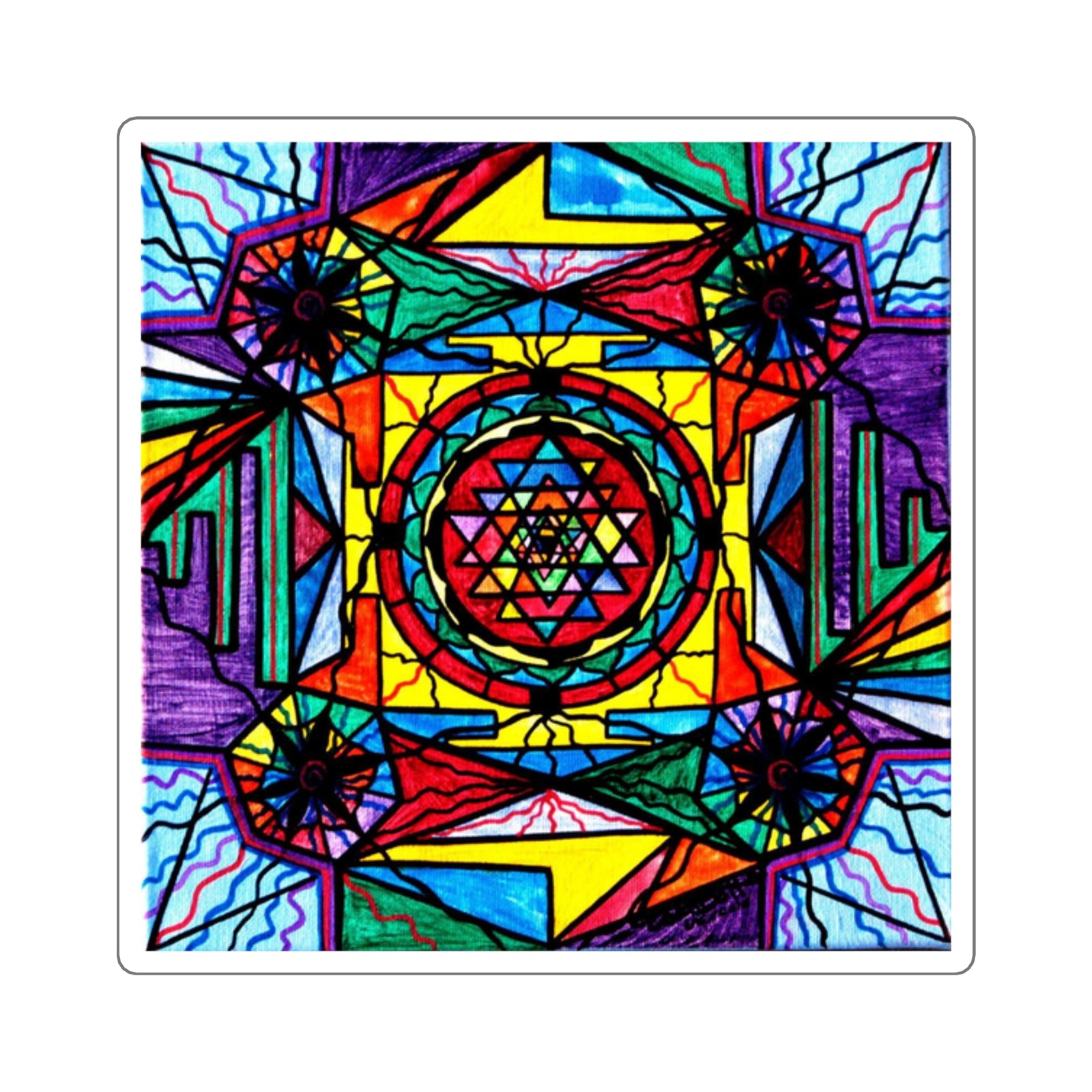 Sri Yantra - čtvercové samolepky