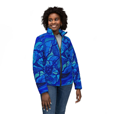 Arcturian Calming Grid - Women’s Puffer Jacket (AOP)