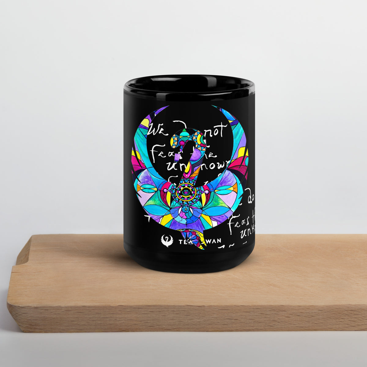 Fear The Unknown Quote - Black Glossy Mug