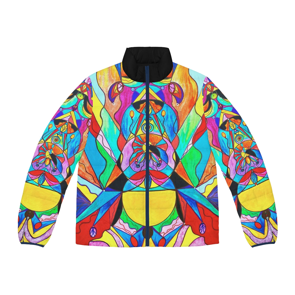 Arcturian Metamorphosis Grid - Men's Puffer Jacket (AOP)