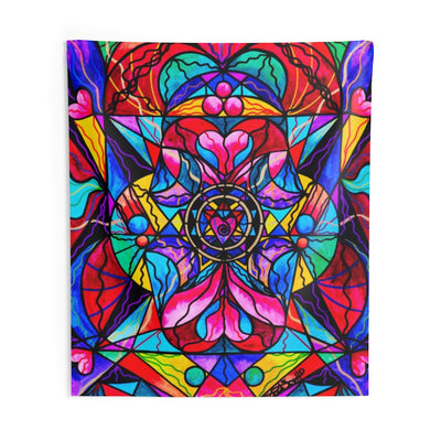 Blue Ray Self Love Grid - Indoor Wall Tapestries