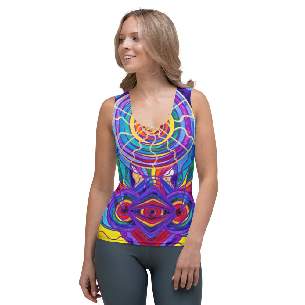 V-Cut Yoga Tank Top *Grid Texture, Tank Tops