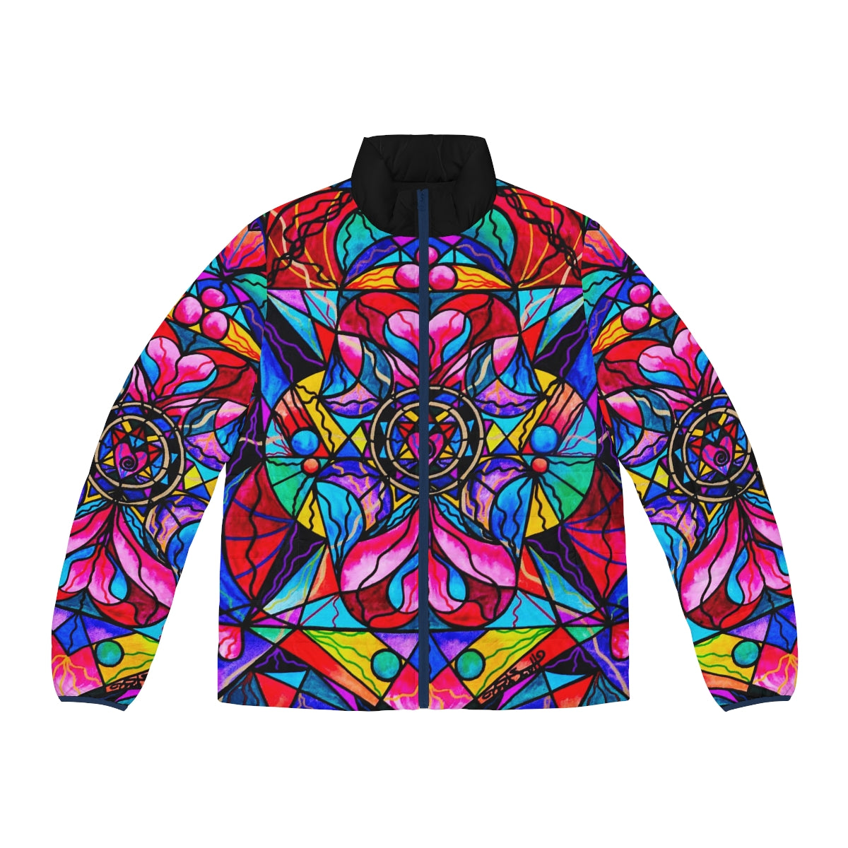 Blue Ray Self Love Grid - Men's Puffer Jacket (AOP)