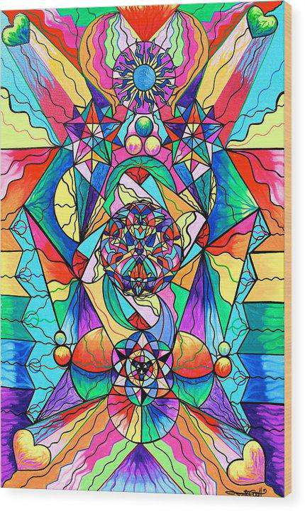 Modrý Paprsek Transcendence Grid-Dřevěný Tisk