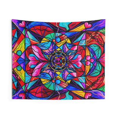 Blue Ray Self Love Grid - Indoor Wall Tapestries