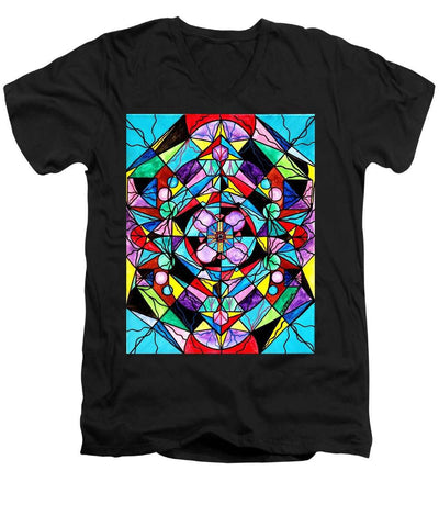 Mřížka Sacred Geometry - pánské tričko s výstřihem do V