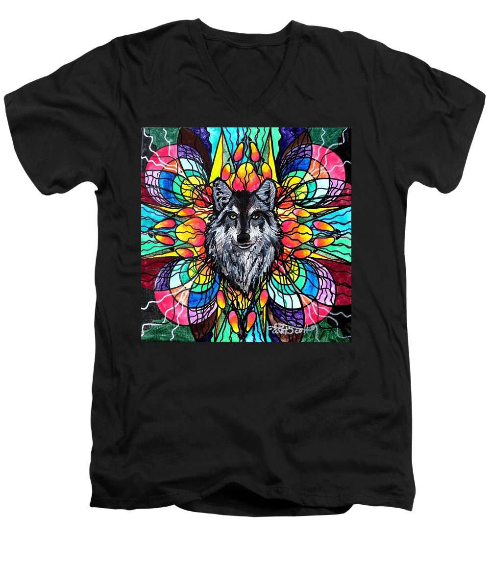 Vlk - Pánské tričko s výstřihem do V