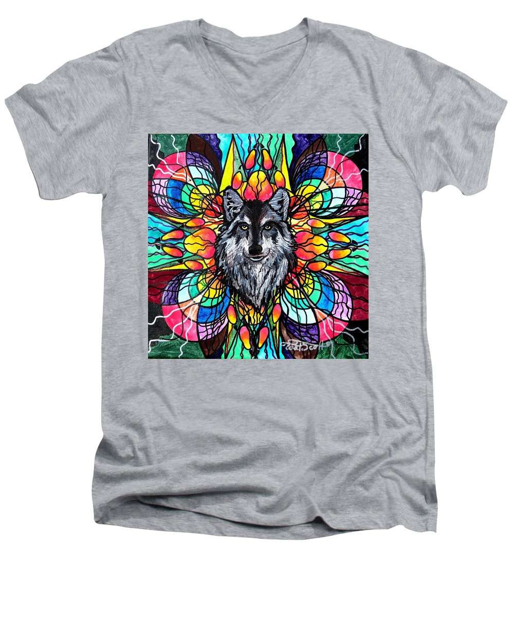 Vlk - Pánské tričko s výstřihem do V